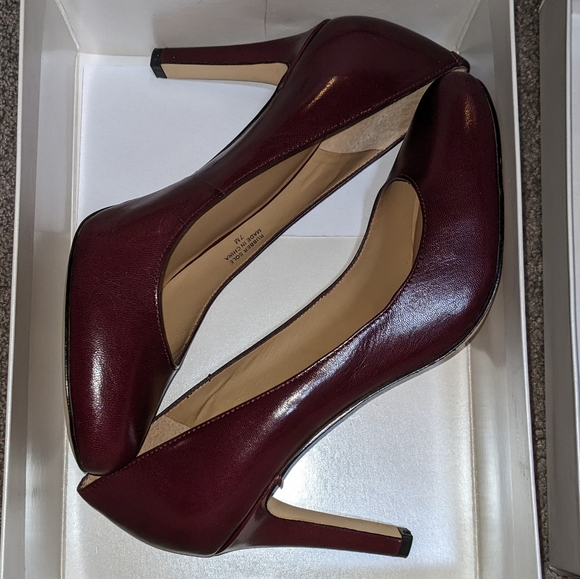 Ann Taylor Favian Perfect Leather Pump deep Bordeaux women's size 7 - Picture 4 of 7